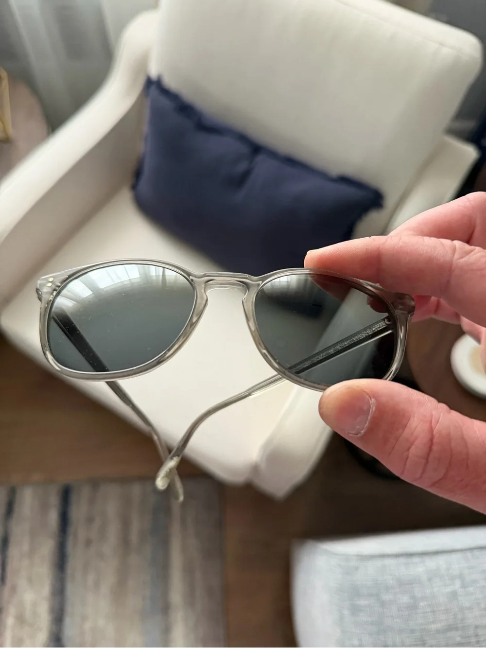 Men's Transparent Frame Sunglasses with Dark Gray Lenses